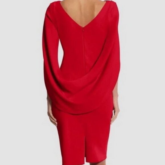 Betsy & Adam Red Cape Sleeve Crepe Sheath Dress - Picture 3 of 3